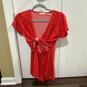 Rolla Coster Red Polka Dot Tie-Front Romper
